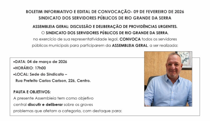 Sindicato dos Servidores Públicos de Rio Grande da Serra convocam assembleia por atraso no PASEP e definem campanha salarial
